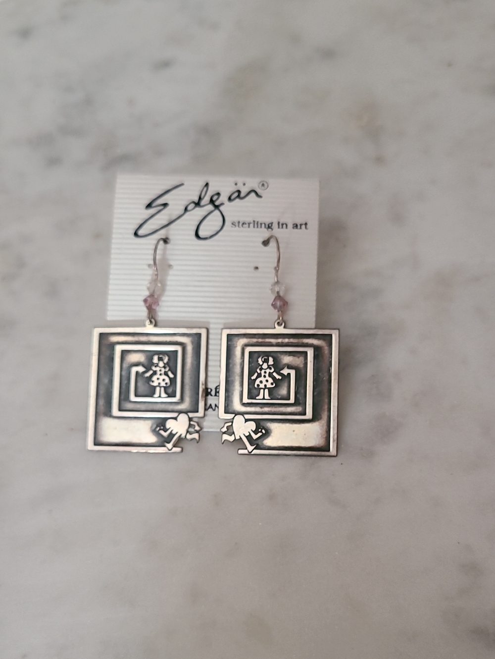 Vintage Sterling Edgar Berebi Heart Maze Earrings